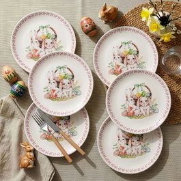 Hermia Serene Juego de 6 Platos para Postres Multicolor en Cerámica de Piedra de Alta Calidad